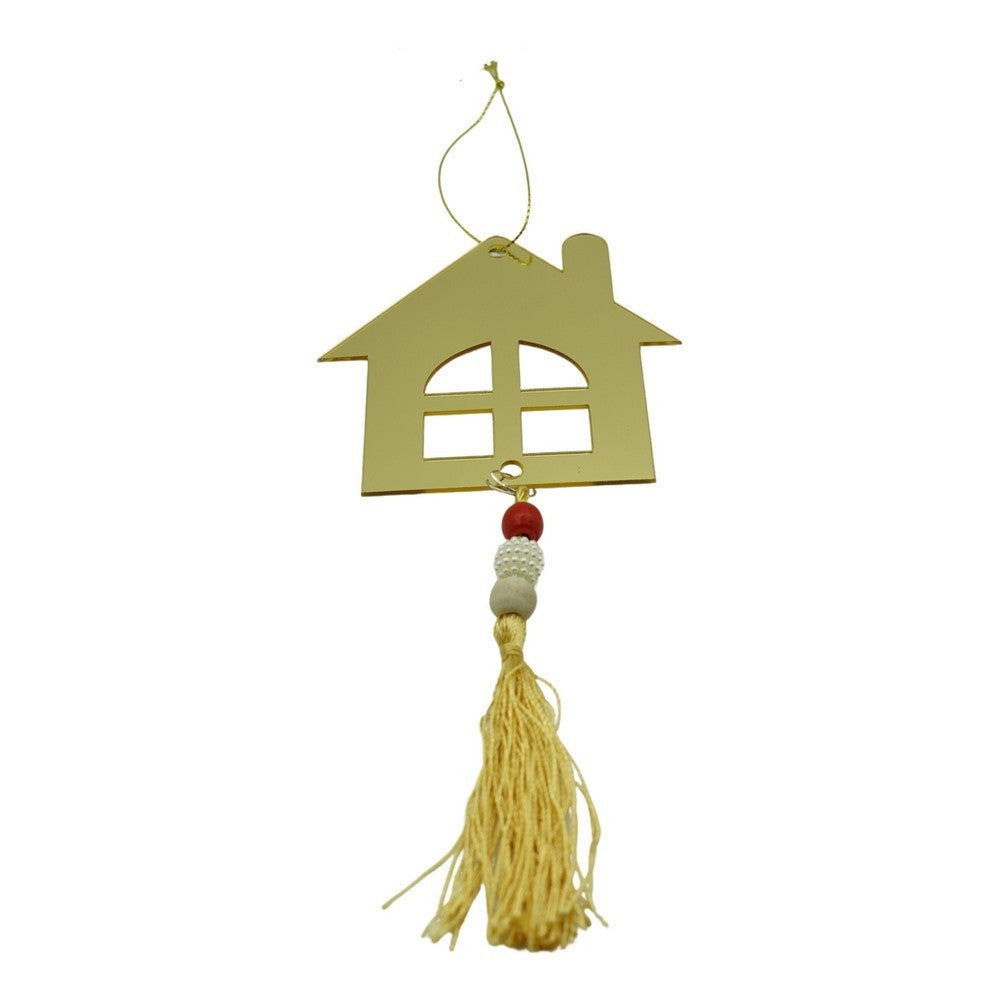 Ornament brad, Klevo, Casa, Auriu, Lucios, 10*25CM, Acril, Interior/ Exterior