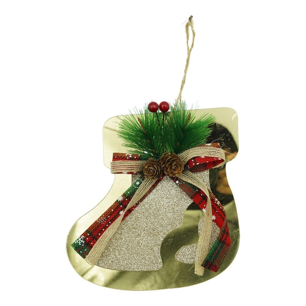 Ornament brad, Klevo, Ciorap, Auriu, Lucios, 17*17CM, Acril, Interior/ Exterior