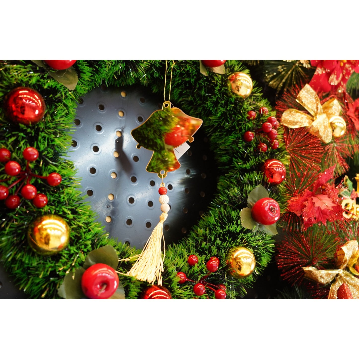 Ornament brad, Klevo, Clopotei, Auriu, Lucios, 10*23CM, Acril, Interior/ Exterior