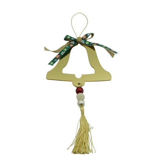 Ornament brad, Klevo, Clopotel, Auriu, Lucios, 14*28CM, Acril, Interior/ Exterior