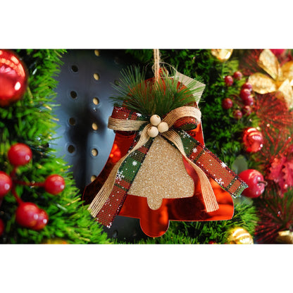 Ornament brad, Klevo, Clopotel, Rosu, Lucios, 14*16CM, Acril, Interior/ Exterior