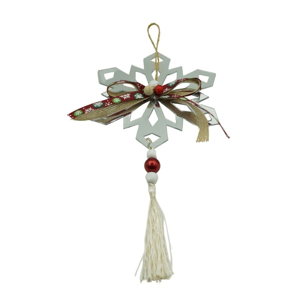 Ornament brad, Klevo, Fulg de nea, Argintiu, Lucios, 14*26CM, Acril, Interior/ Exterior