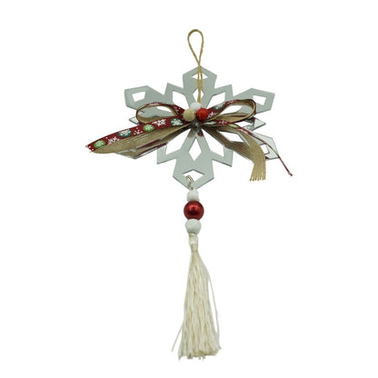 Ornament brad, Klevo, Fulg de nea, Argintiu, Lucios, 14*26CM, Acril, Interior/ Exterior