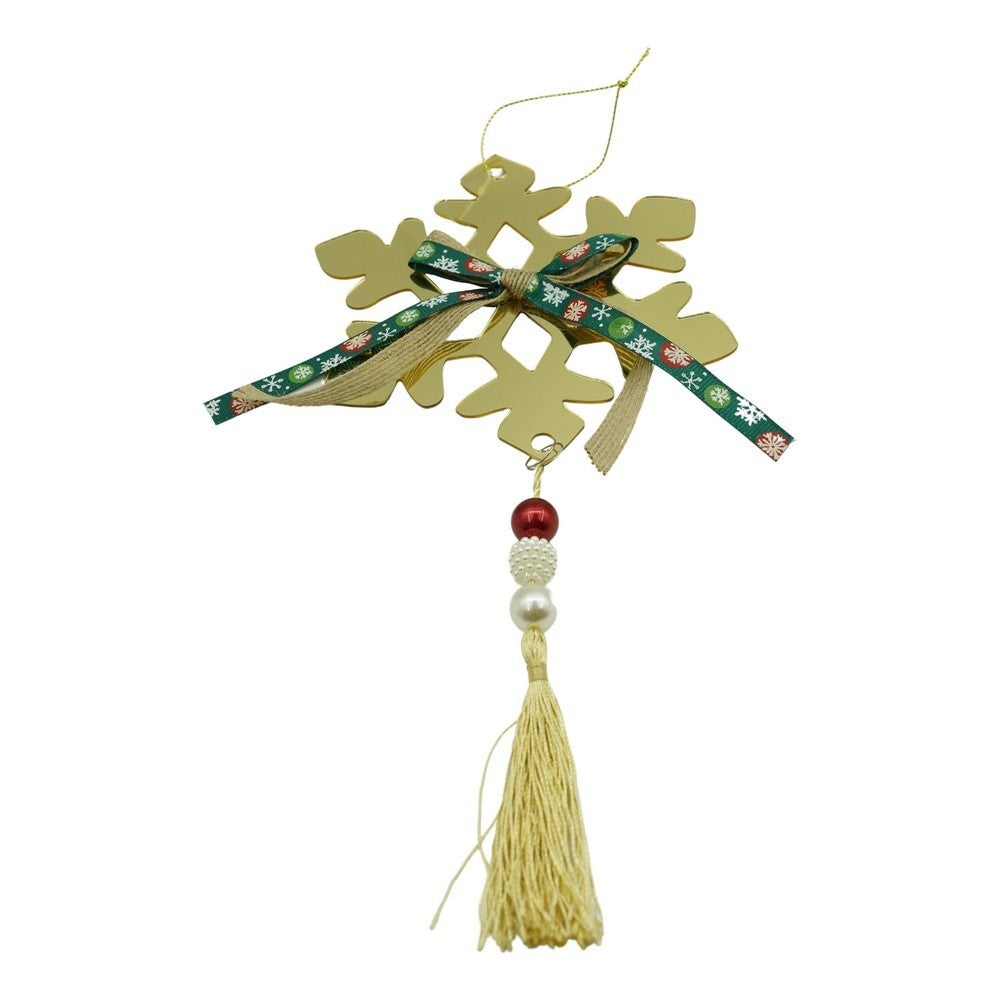 Ornament brad, Klevo, Fulg de nea, Auriu, Lucios, 15*27CM, Acril, Interior/ Exterior