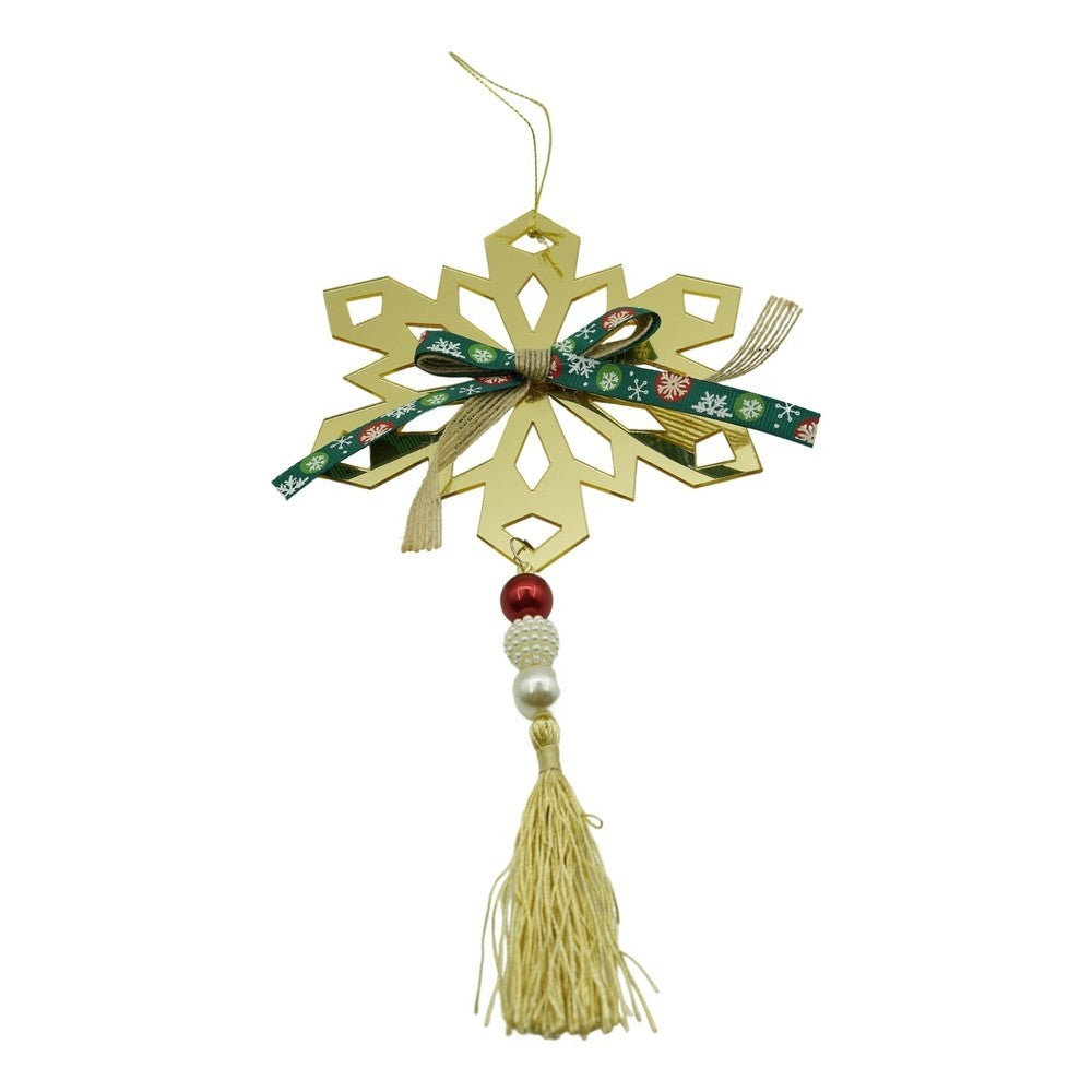 Ornament brad, Klevo, Fulg de nea, Auriu, Lucios, 16*30CM, Acril, Interior/ Exterior