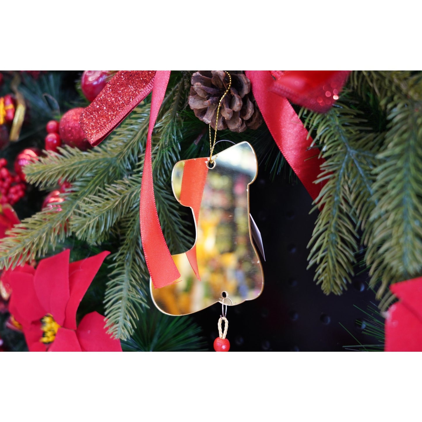 Ornament brad, Klevo, Gheata, Auriu, Lucios, 10*25CM, Acril, Interior/ Exterior