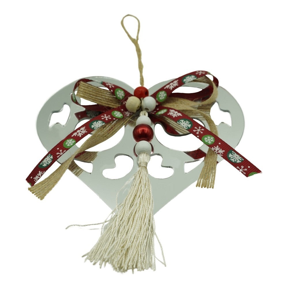 Ornament brad, Klevo, Inima, Argintiu, Lucios, 14*26CM, Acril, Interior/ Exterior
