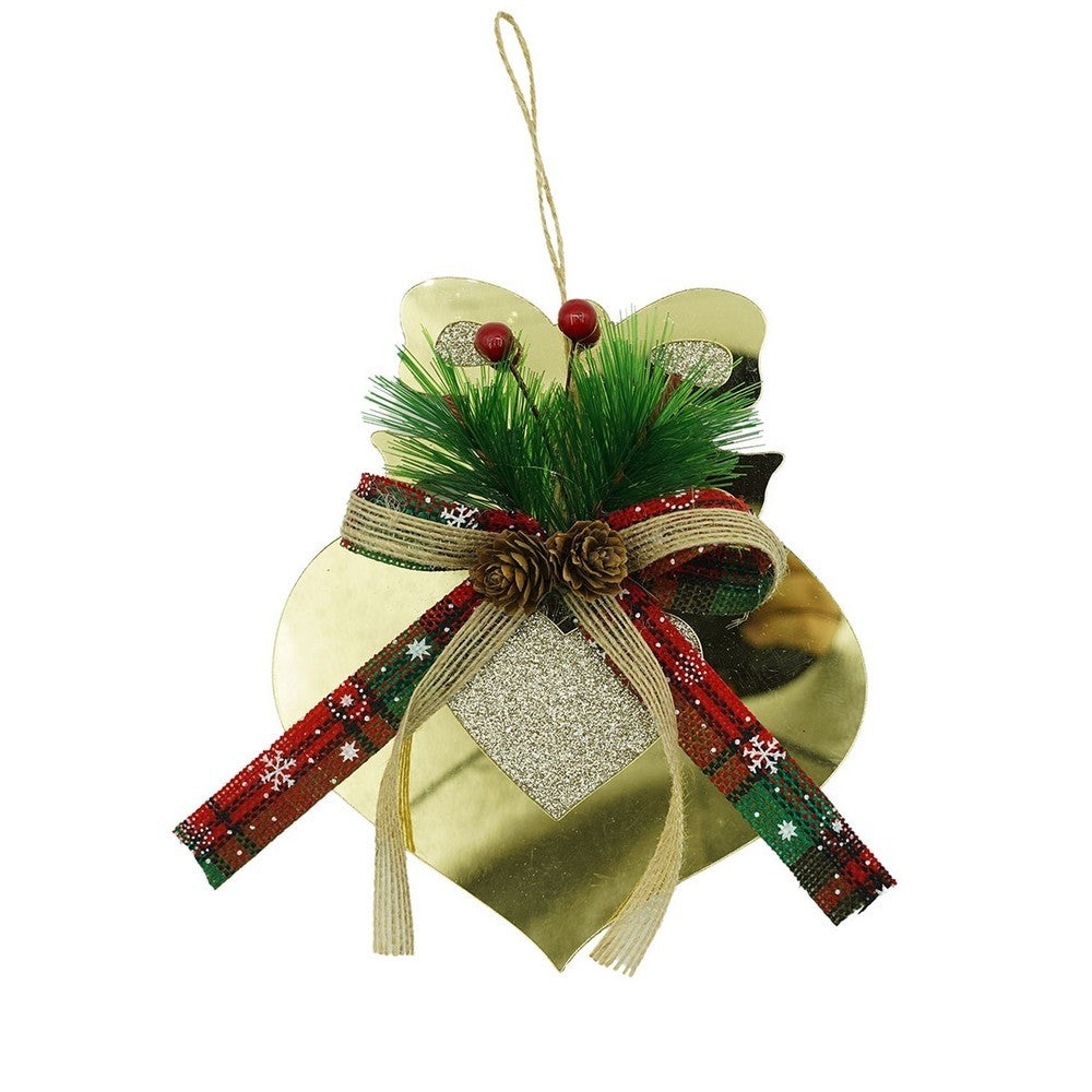 Ornament brad, Klevo, Inima, Auriu, Lucios, 15*16CM, Acril, Interior/ Exterior