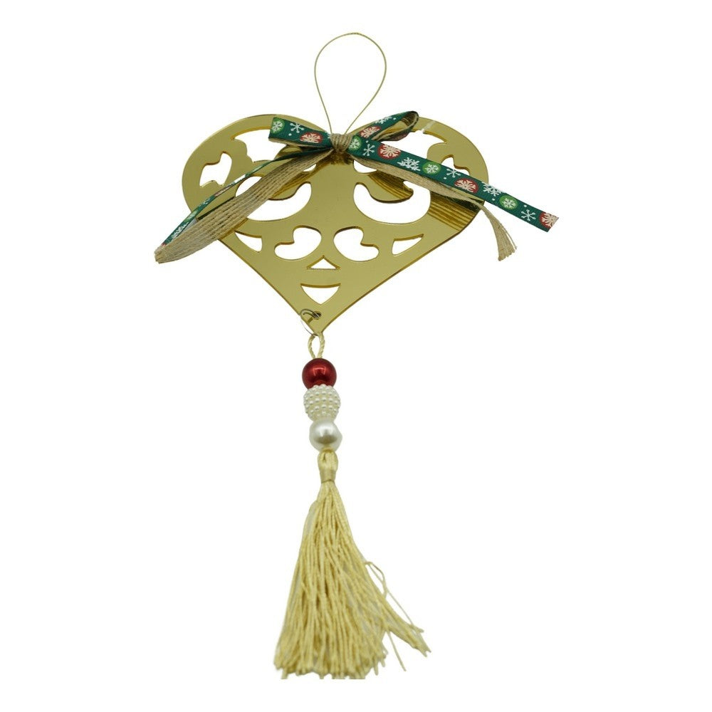 Ornament brad, Klevo, Inima, Auriu, Lucios, 15*26CM, Acril, Interior/ Exterior
