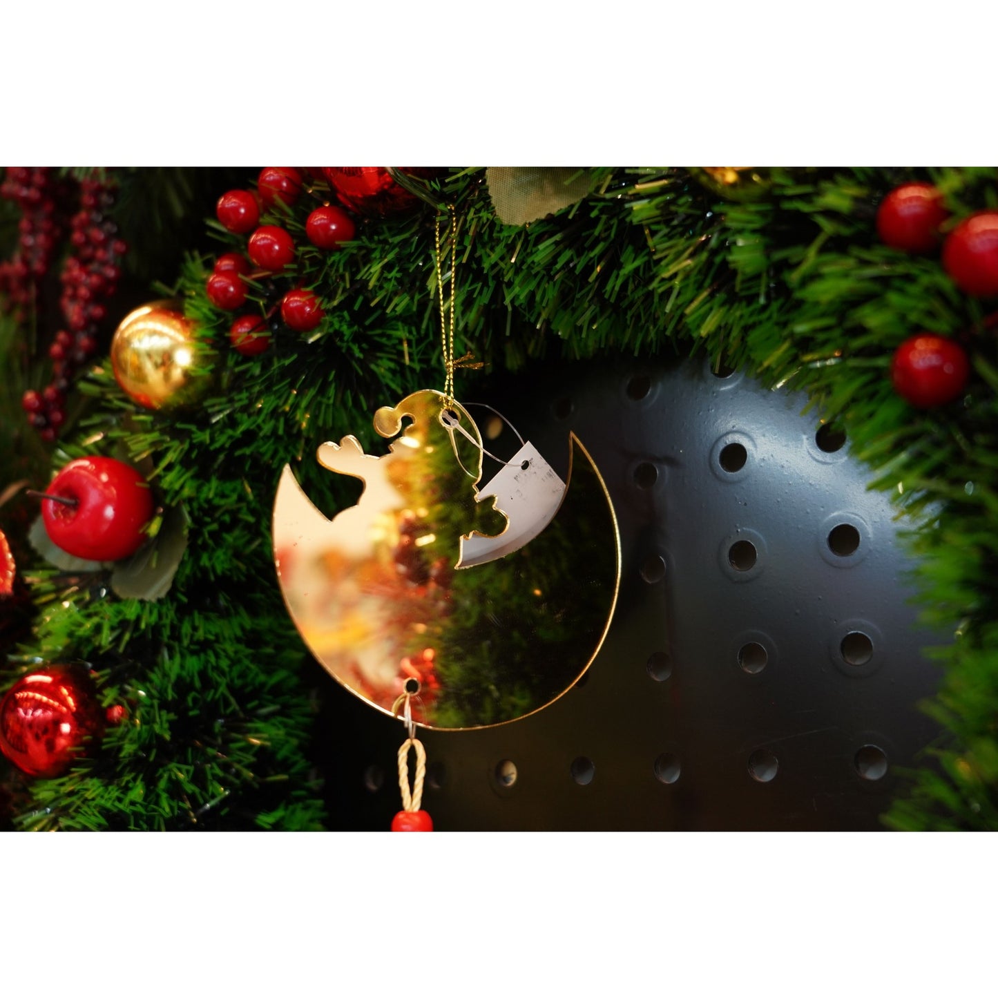 Ornament brad, Klevo, Luna, Auriu, Lucios, 10*25CM, Acril, Interior/ Exterior