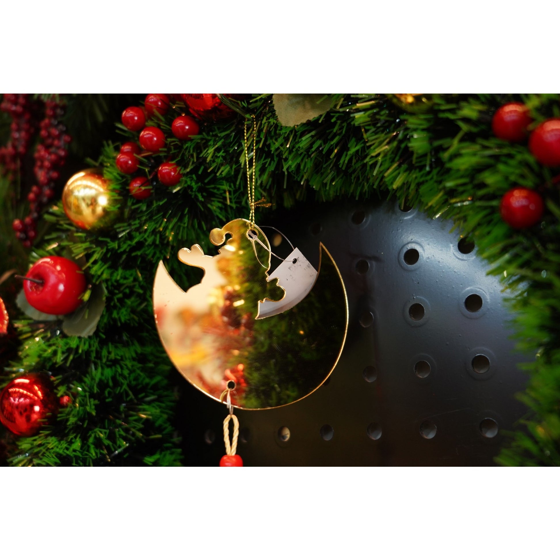 Ornament brad, Klevo, Luna, Auriu, Lucios, 10*25CM, Acril, Interior/ Exterior