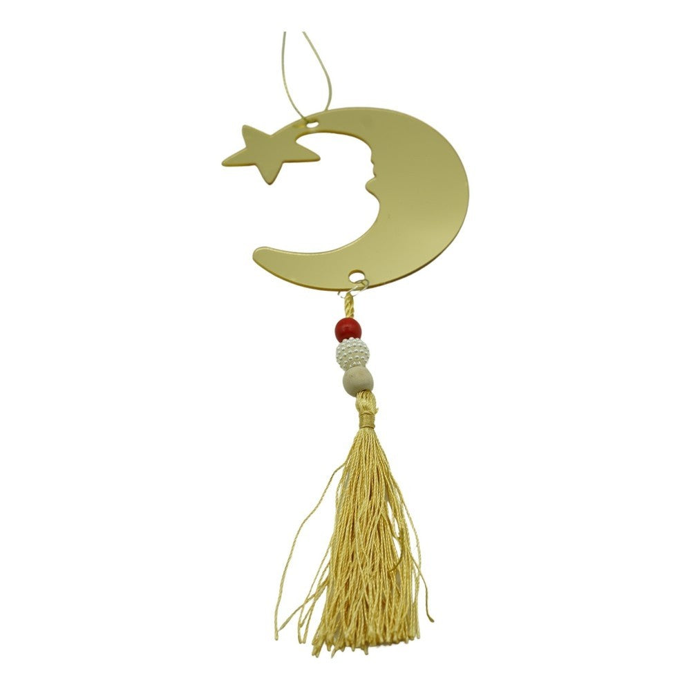 Ornament brad, Klevo, Luna, Auriu, Lucios, 10*25CM, Acril, Interior/ Exterior