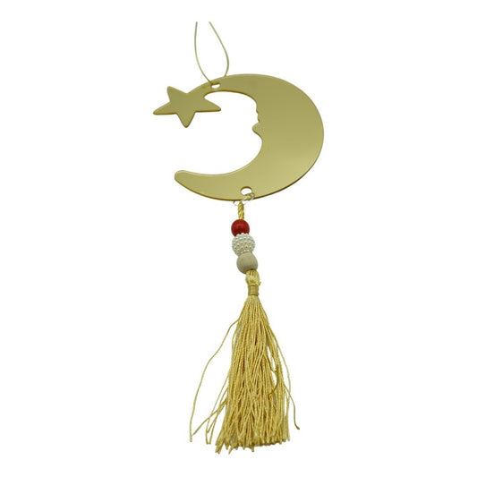 Ornament brad, Klevo, Luna, Auriu, Lucios, 10*25CM, Acril, Interior/ Exterior