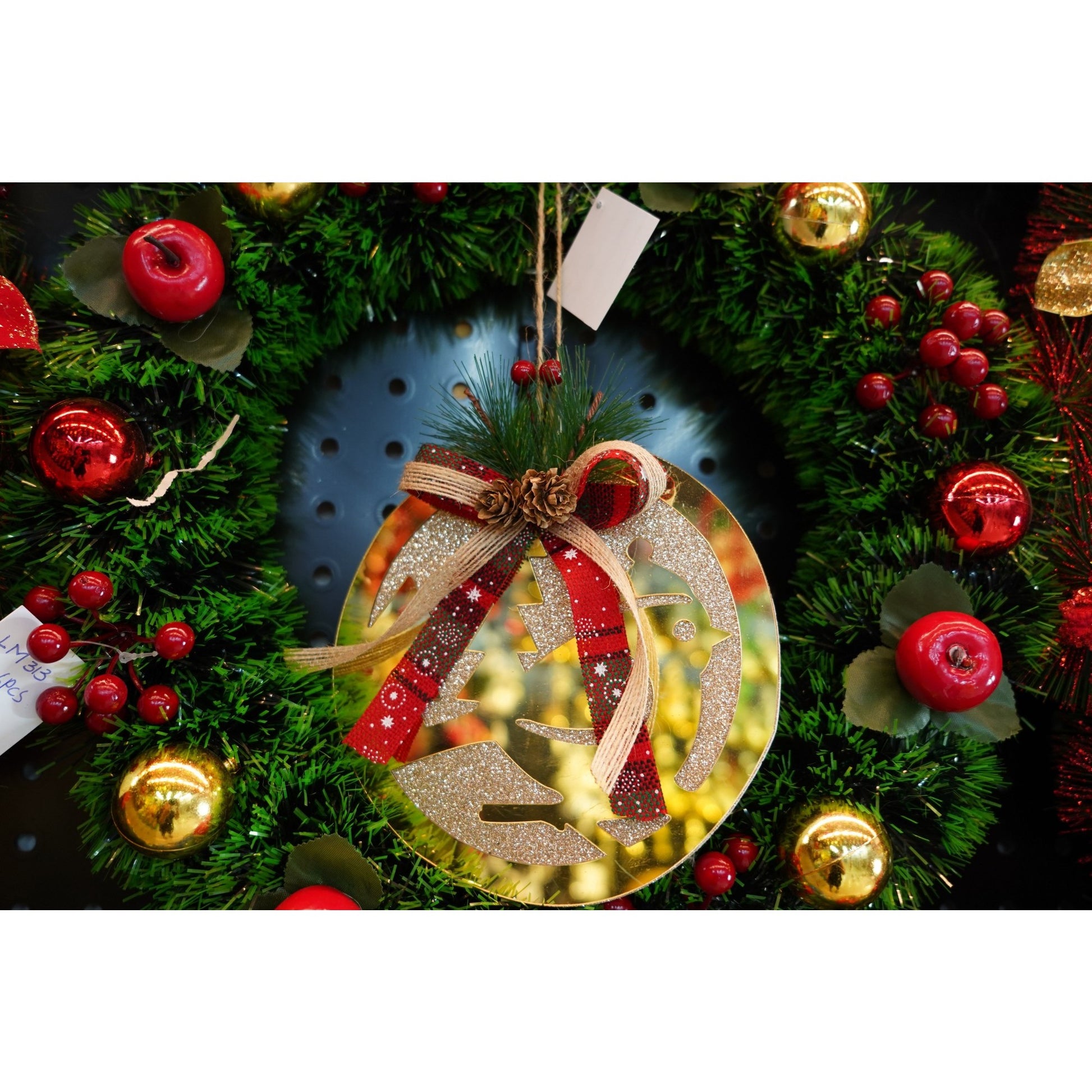 Ornament brad, Klevo, Pasare, Auriu, Lucios, 17*17CM, Acril, Interior/ Exterior