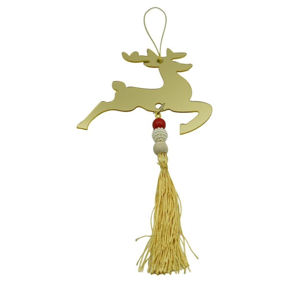 Ornament brad, Klevo, Ren, Auriu, Lucios, 10*25CM, Acril, Interior/ Exterior