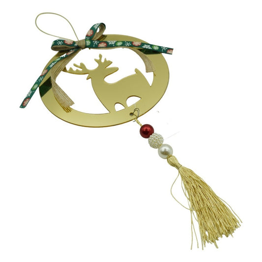 Ornament brad, Klevo, Ren, Auriu, Lucios, 15*25CM, Acril, Interior/ Exterior