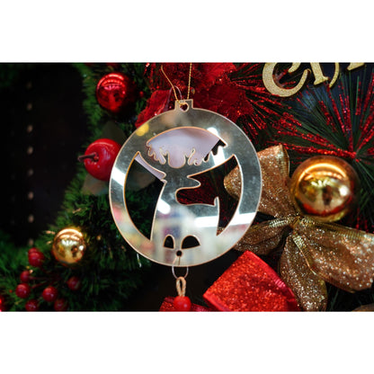Ornament brad, Klevo, Ren, Auriu, Lucios, 8*25CM, Acril, Interior/ Exterior