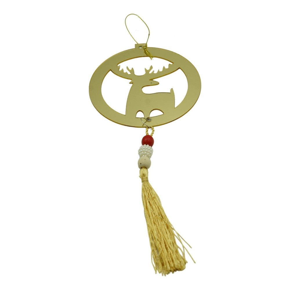 Ornament brad, Klevo, Ren, Auriu, Lucios, 8*25CM, Acril, Interior/ Exterior