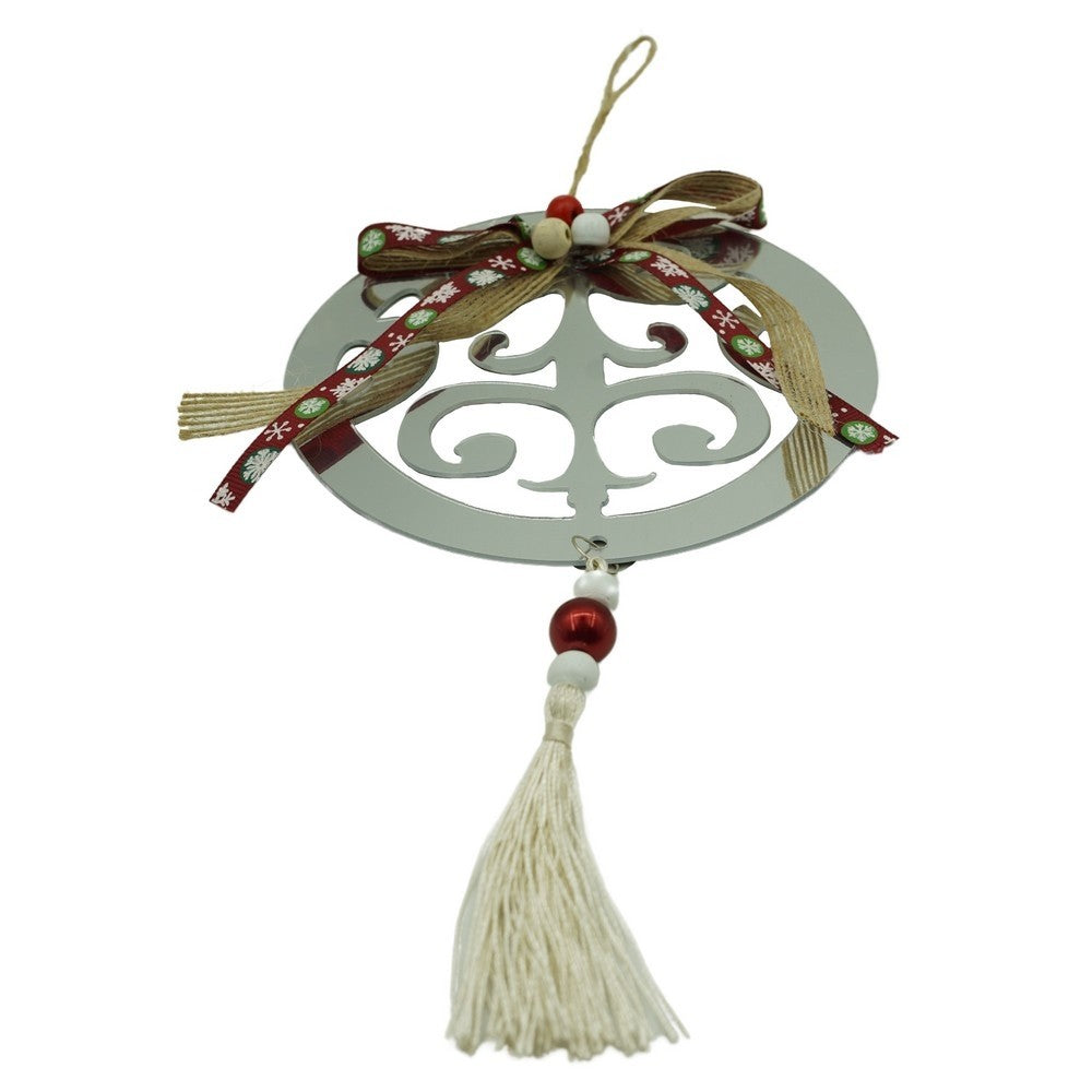 Ornament brad, Klevo, Rotund, Argintiu, Lucios, 14*26CM, Acril, Interior/ Exterior