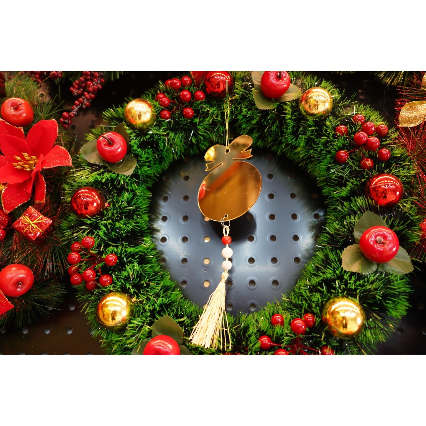 Ornament brad, Klevo, Rotund, Auriu, Lucios, 10*23CM, Acril, Interior/ Exterior