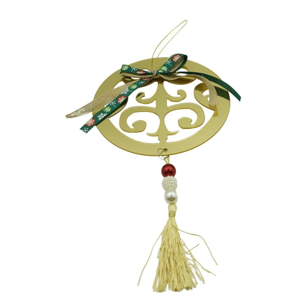 Ornament brad, Klevo, Rotund, Auriu, Lucios, 15*26CM, Acril, Interior/ Exterior