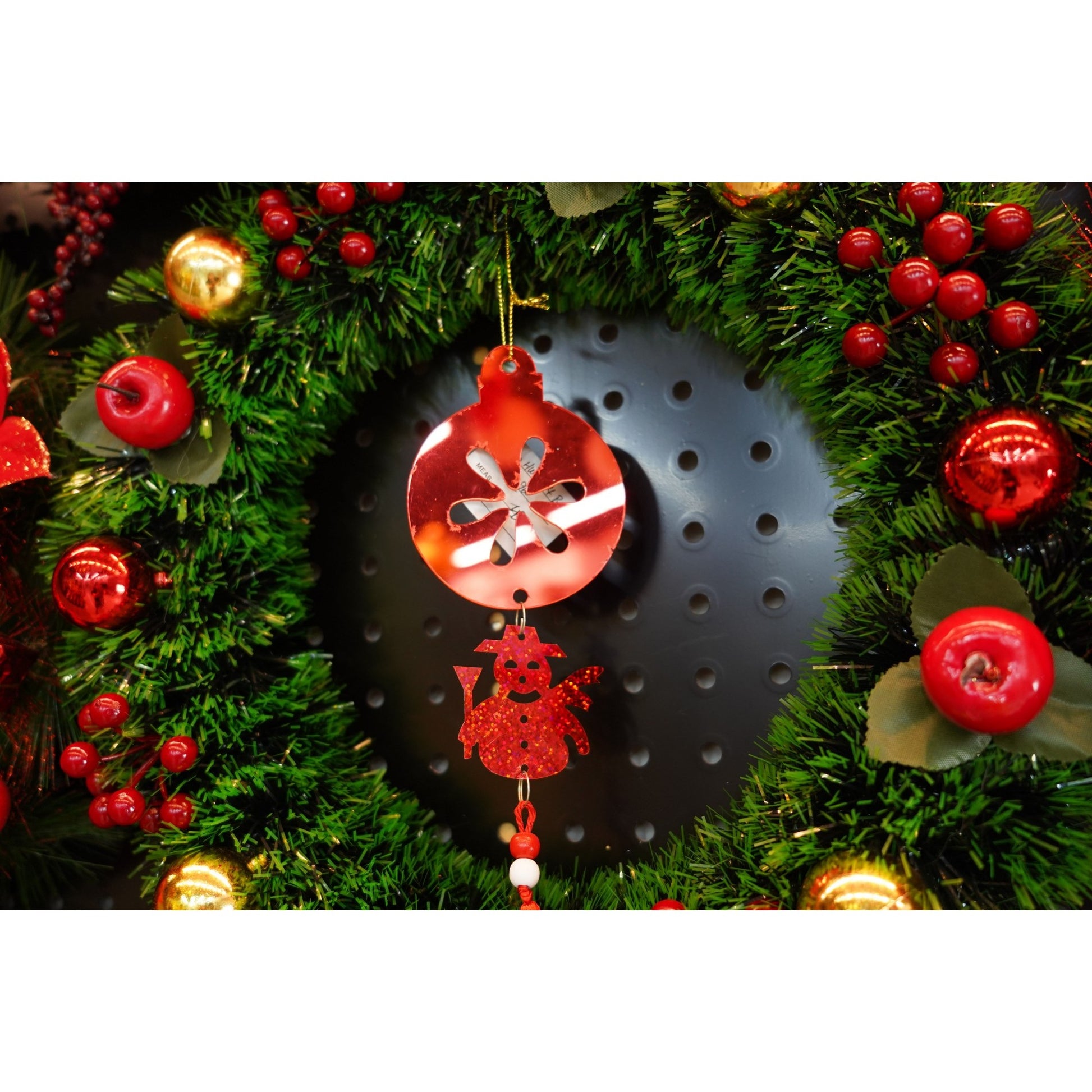 Ornament brad, Klevo, Rotund, Om de zapada, Rosu, Lucios, 10*28CM, Acril, Interior/ Exterior