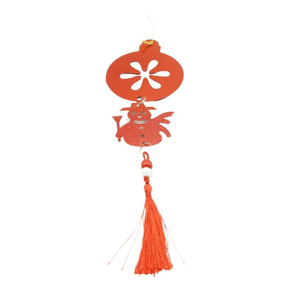 Ornament brad, Klevo, Rotund, Om de zapada, Rosu, Lucios, 10*28CM, Acril, Interior/ Exterior