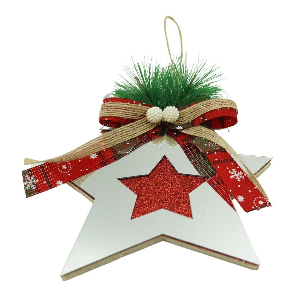 Ornament brad, Klevo, Stea, Argintiu, Lucios, 14*17CM, Acril, Interior/ Exterior