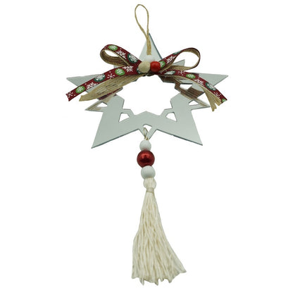 Ornament brad, Klevo, Stea, Argintiu, Lucios, 14*26CM, Acril, Interior/ Exterior