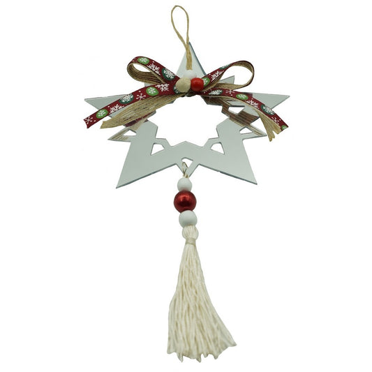 Ornament brad, Klevo, Stea, Argintiu, Lucios, 14*26CM, Acril, Interior/ Exterior