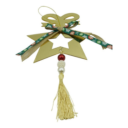 Ornament brad, Klevo, Stea, Auriu, Lucios, 15*26CM, Acril, Interior/ Exterior