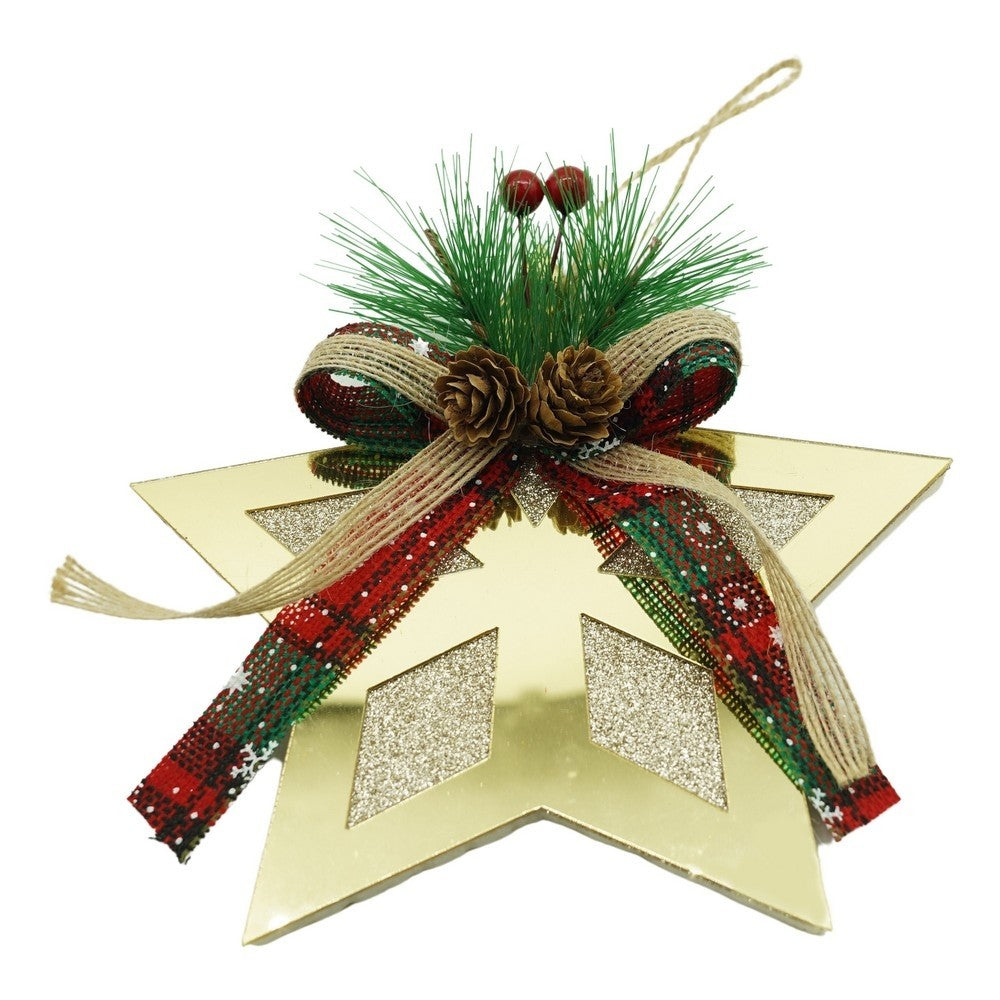 Ornament brad, Klevo, Stea, Auriu, Lucios, 17*17CM, Acril, Interior/ Exterior