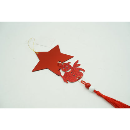 Ornament brad, Klevo, Stea, Om de zapada, Rosu, Lucios, 10*28CM, Acril, Interior/ Exterior