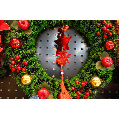 Ornament brad, Klevo, Stea, Om de zapada, Rosu, Lucios, 10*28CM, Acril, Interior/ Exterior