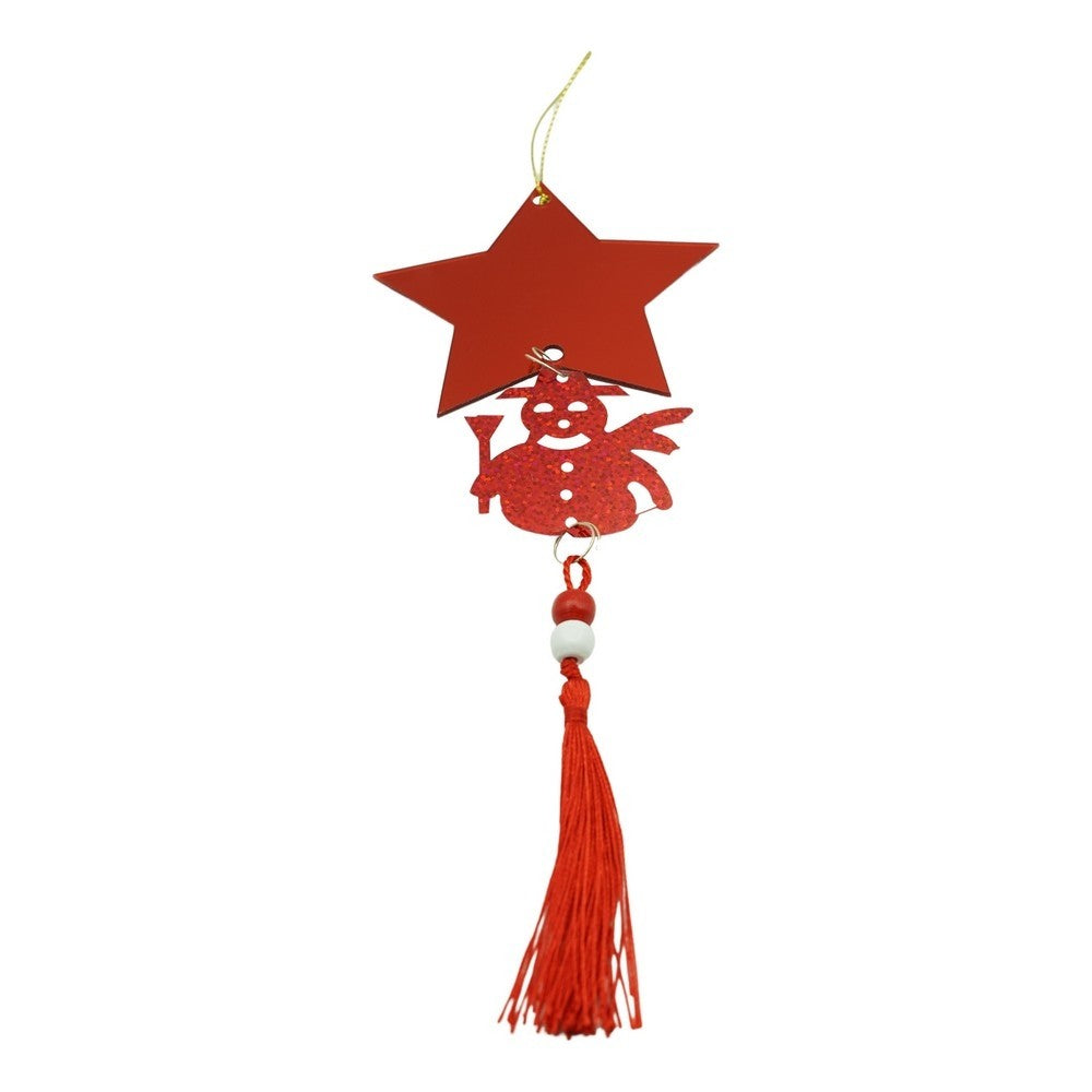Ornament brad, Klevo, Stea, Om de zapada, Rosu, Lucios, 10*28CM, Acril, Interior/ Exterior