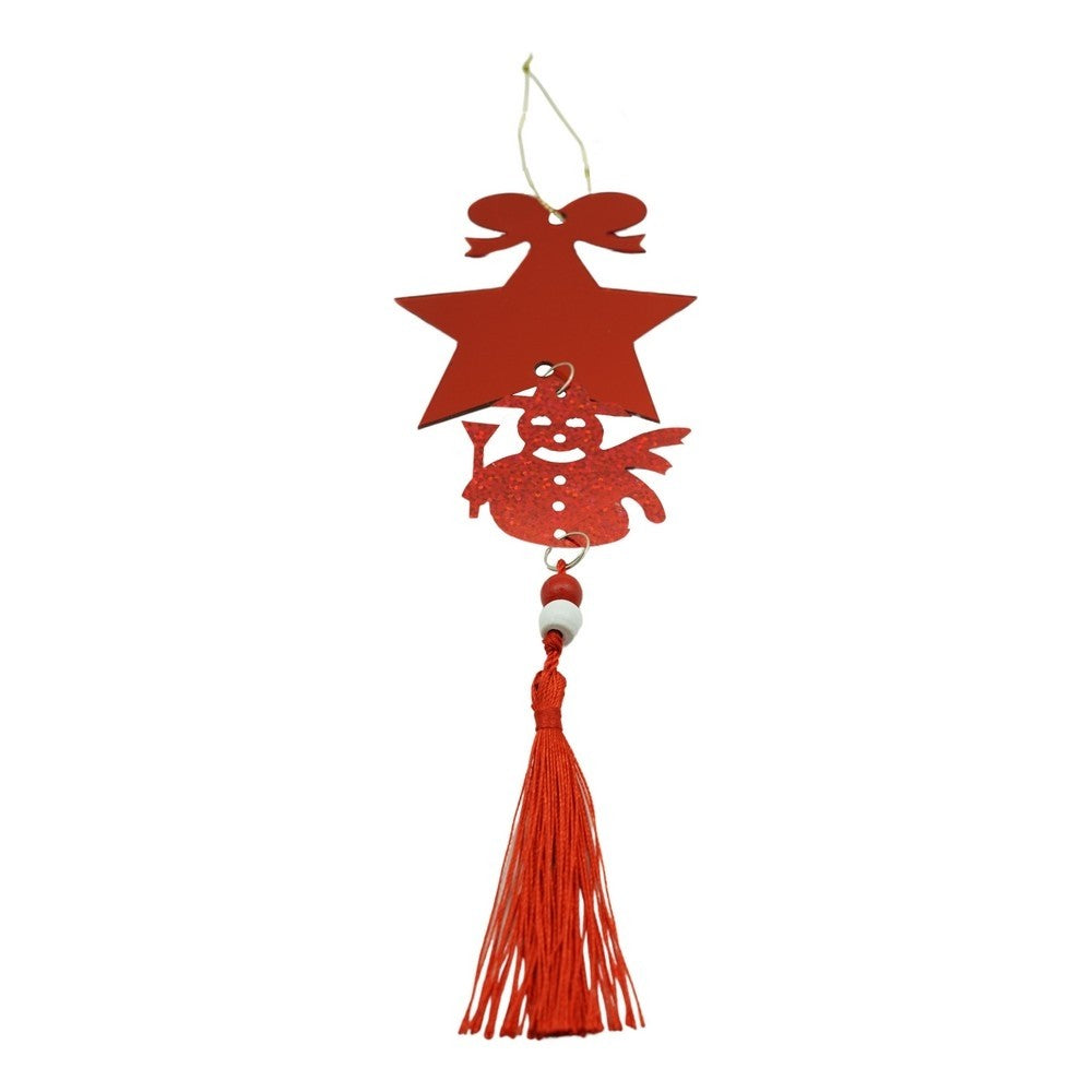 Ornament brad, Klevo, Stea, Om de zapada, Rosu, Lucios, 10*28CM, Acril, Interior/ Exterior
