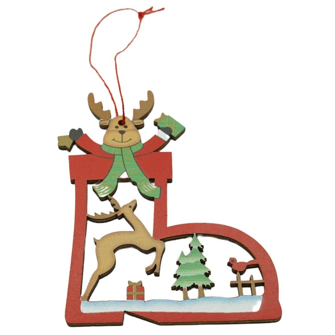 Ornament de brad cerb, Klevo, multicolor, lemn, 10 cm