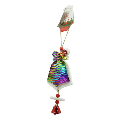 Ornament de brad clopotel din paiete, Klevo, multicolor, lemn, 18 cm
