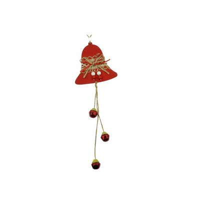 Ornament de brad clopotel, Klevo, rosu, lemn/textil, 36 cm