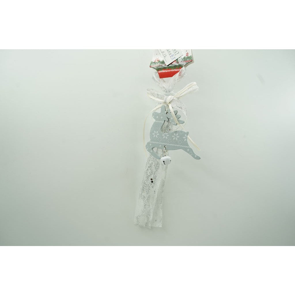 Ornament de brad craciun cerb, Klevo, gri, lemn, 25 cm