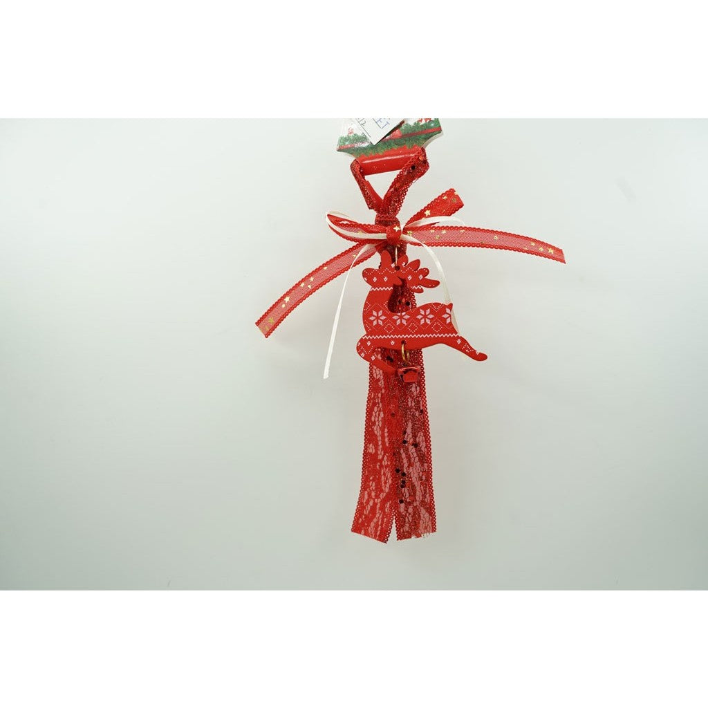 Ornament de brad craciun cerb, Klevo, rosu, lemn, 25 cm