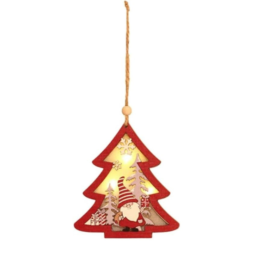 Ornament de Brad, Klevo, cu Lumini LED, din Lemn, Figurina Elf, Model Brad, Multicolor