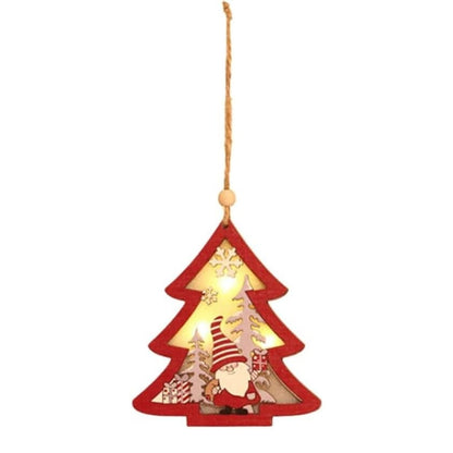 Ornament de Brad, Klevo, cu Lumini LED, din Lemn, Figurina Elf, Model Brad, Multicolor