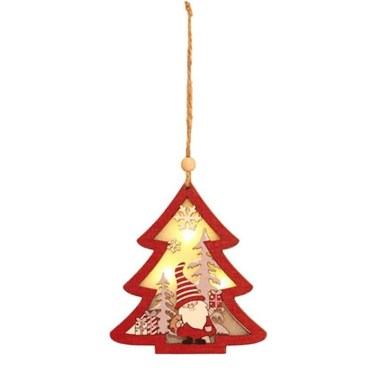 Ornament de Brad, Klevo, cu Lumini LED, din Lemn, Figurina Elf, Model Brad, Multicolor