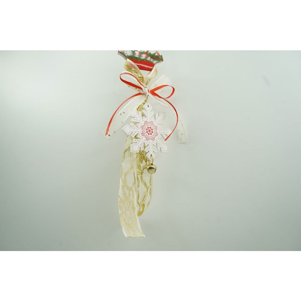 Ornament de brad fulg de nea, Klevo, alb, lemn, 25 cm