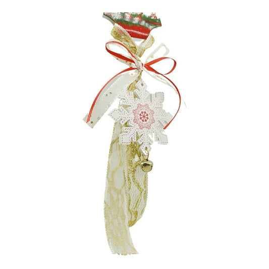 Ornament de brad fulg de nea, Klevo, alb, lemn, 25 cm