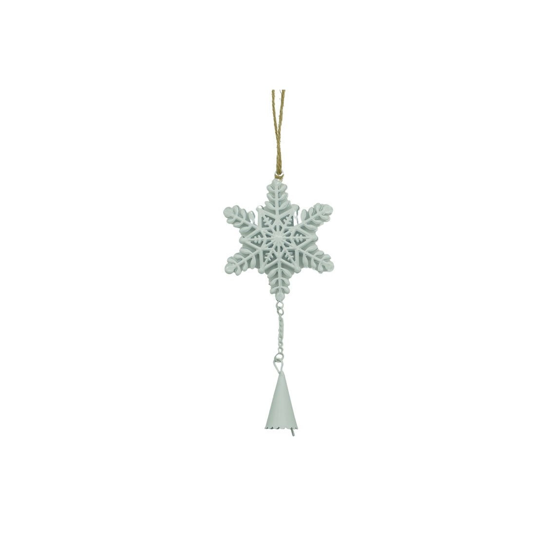 Ornament de brad fulg de nea, Klevo, alb, metal, 20 cm