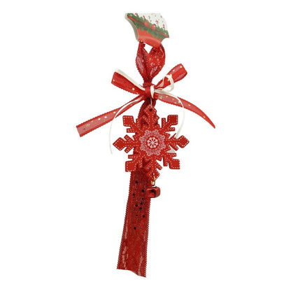 Ornament de brad fulg de nea, Klevo, rosu, lemn, 25 cm