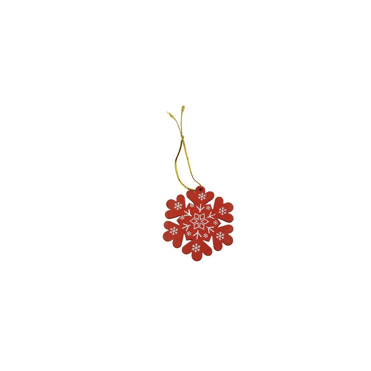 Ornament de brad fulg de nea, Klevo, rosu, lemn, 7.5 cm