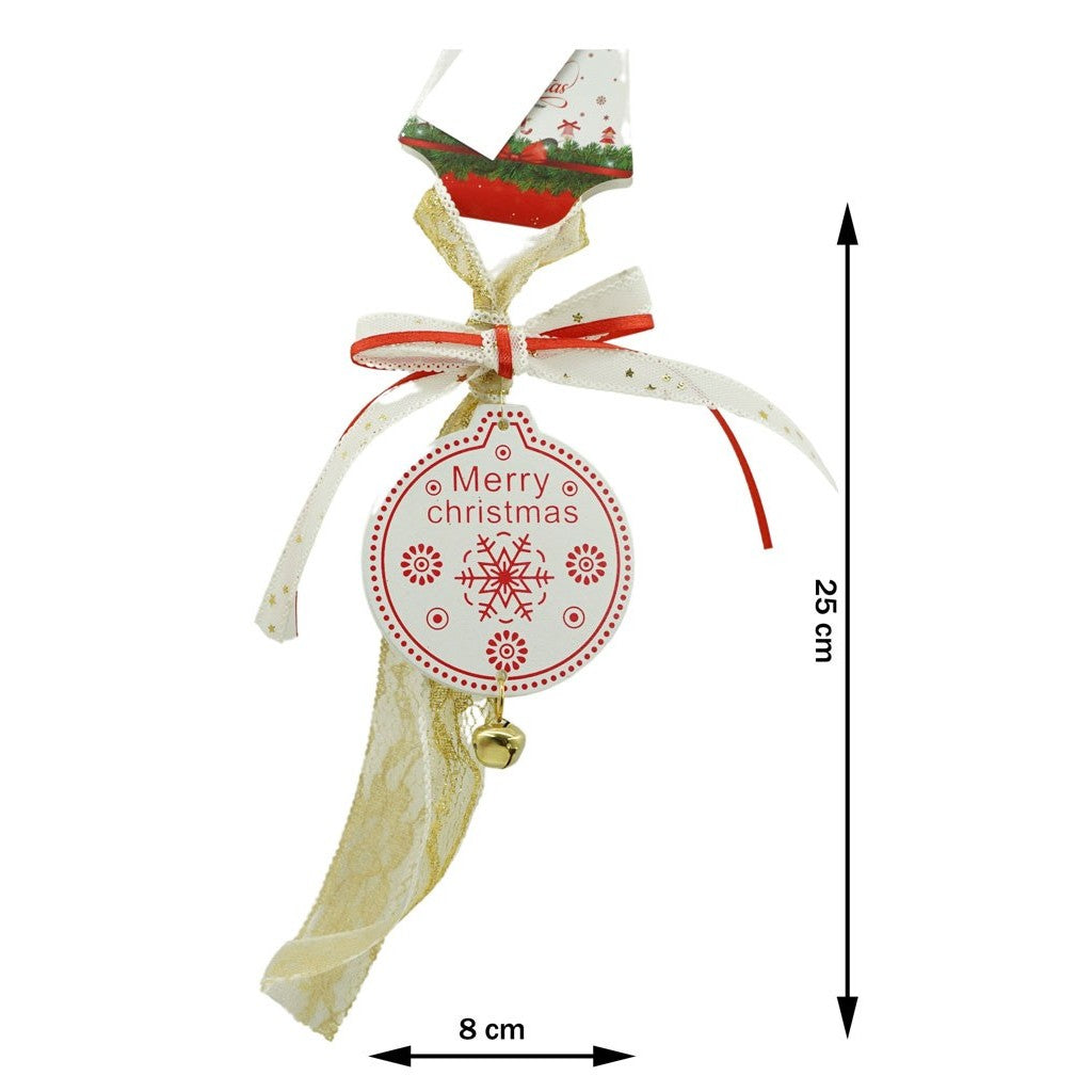 Ornament de brad medalion, Klevo, alb, lemn, 25 cm